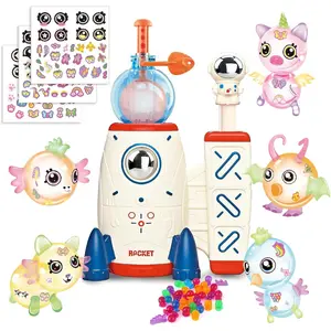 195pcs Rocket DIY Balloons with Pump, DIY Sticky Balloon Maker Toy Craft Kits for Kids,Balloon Kit with Bouncy Balloons Stickers Accessories, Gift Toy for Kids Boys Girls Ages 3+