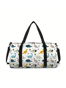 Dinosaur pattern printed large capacity travel duffel bag, portable storage bag Weekend Bag Travel Bags