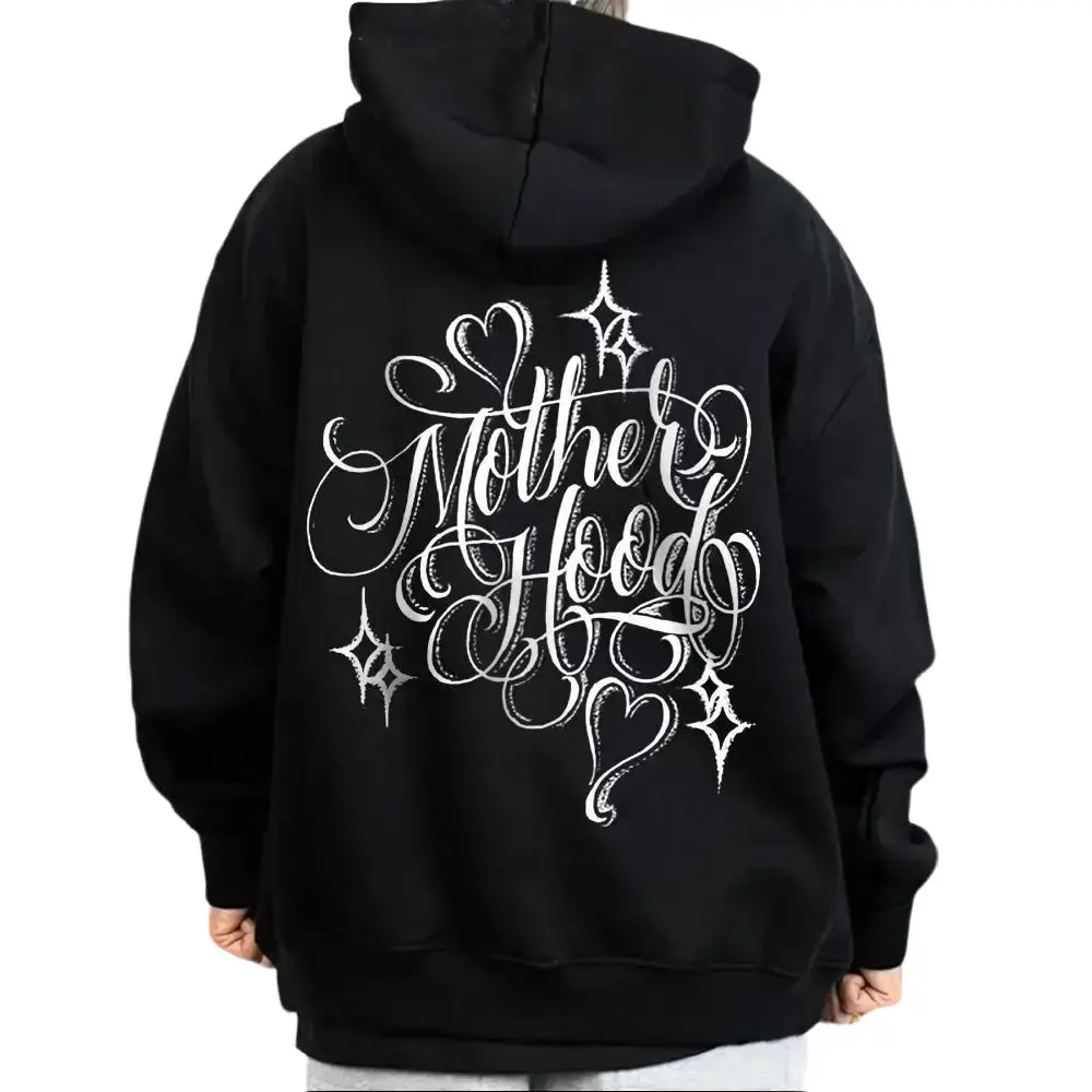 Women's Chicano Art Hoodie - Mother Hood Chola-Cholo Streetwear Top, Full Size, Full Color, Fabric Options, Menswear-Inspired, Short-Sleeve T-Shirt Variant