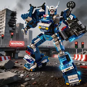 690pcs Police Mech Building Blocks Toy, Educational Construction Set for Kids, Durable Plastic Parts, Ideal Gift for Boys & Girls