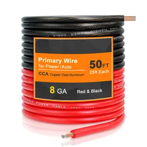 8 Gauge Wire 25ft/50ft CCA Wire,  Automotive Wire Car Audio Battery Cable, Power/Ground Wire, Marine, Welding Cable, Electrical Wire Audio Wiring for Speaker Amp