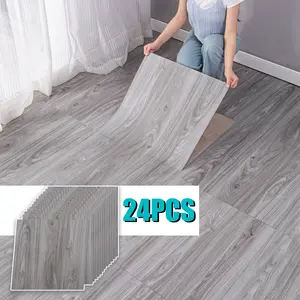 Self-Adhesive 24-Piece Wall Sticker, Vinyl Floor Sticker 30x30 Cm, Waterproof, Wear-Resistant, Grain Effect, Easy Peel and Paste