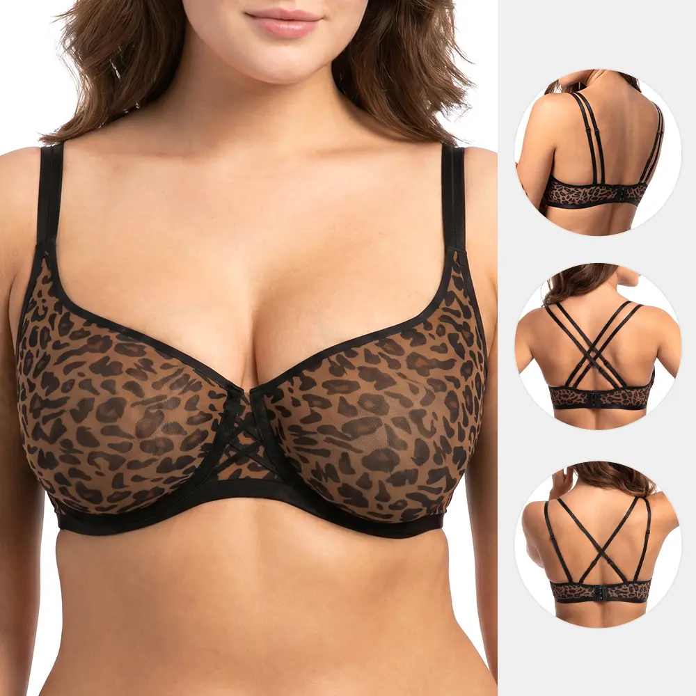 HSIA Lyra Summer Airy Seamless Unlined Sheer Mesh See Through Demi Breathable Underwire Balconette Bra with Convertible Double Straps 3 Ways to Wear DIY Back Design Bra for Small Bust Women