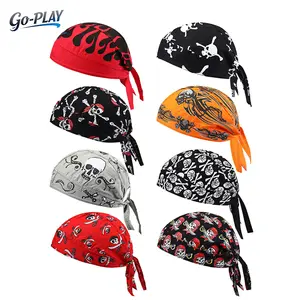 2Pcs /8 Pack Skull Pirate Print Do Rag Skull Caps | MotorcycleTok CyclingTok OutdoorTok Sweat Wicking Cooling Breathable Helmet Liner Bandana | for Men Biker Cycling Motorcycle Hiking Gym Outdoor Sports