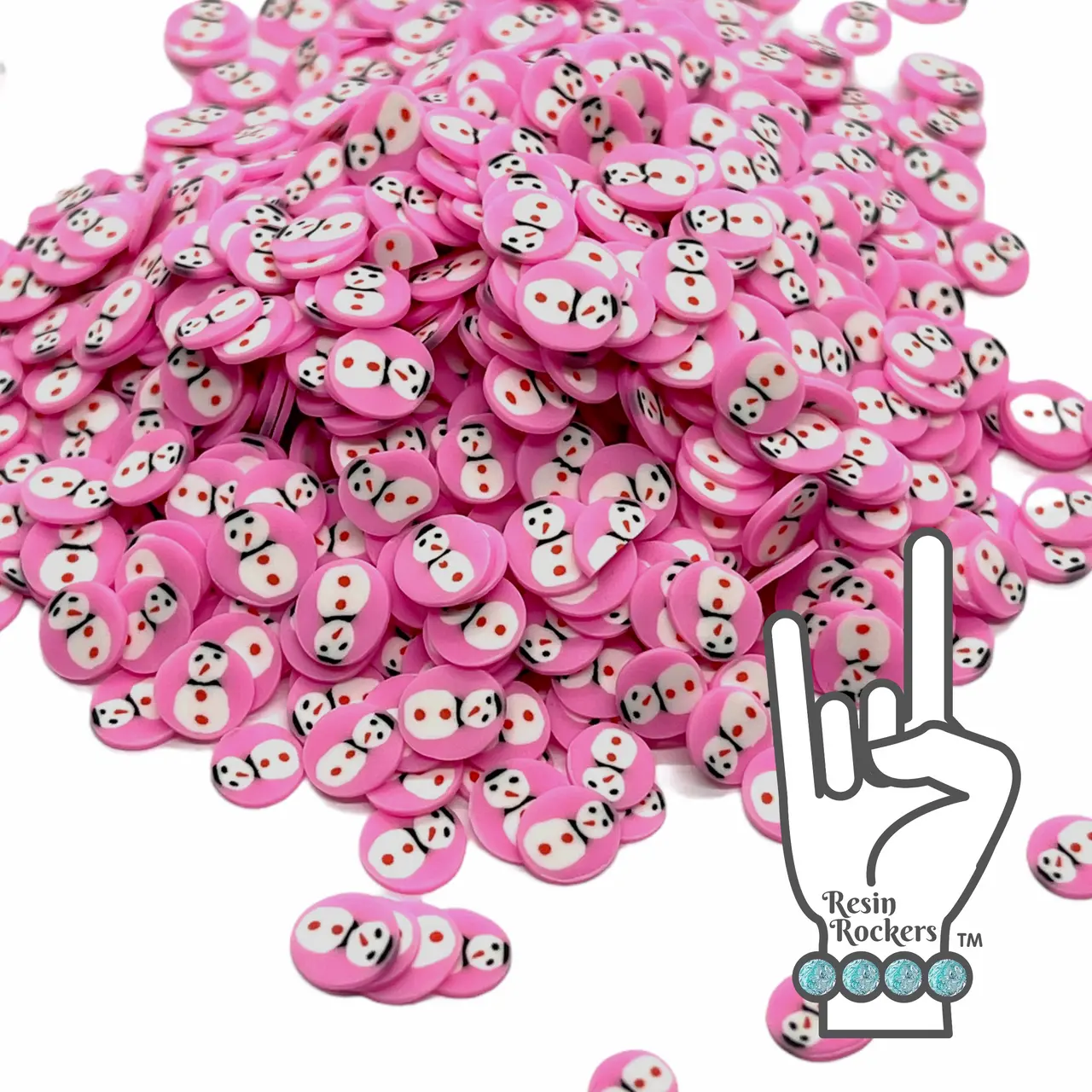 Pink Snowmen Polymer Clay Pieces