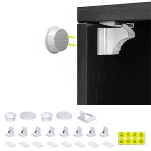 8 Pack Magnetic Cabinet Locks for Child Safety with 2 Keys, Child Safety Locks for Kitchen, Cabinets & Drawers, Adhesive Easy Installation, No Screws or Tools Needed