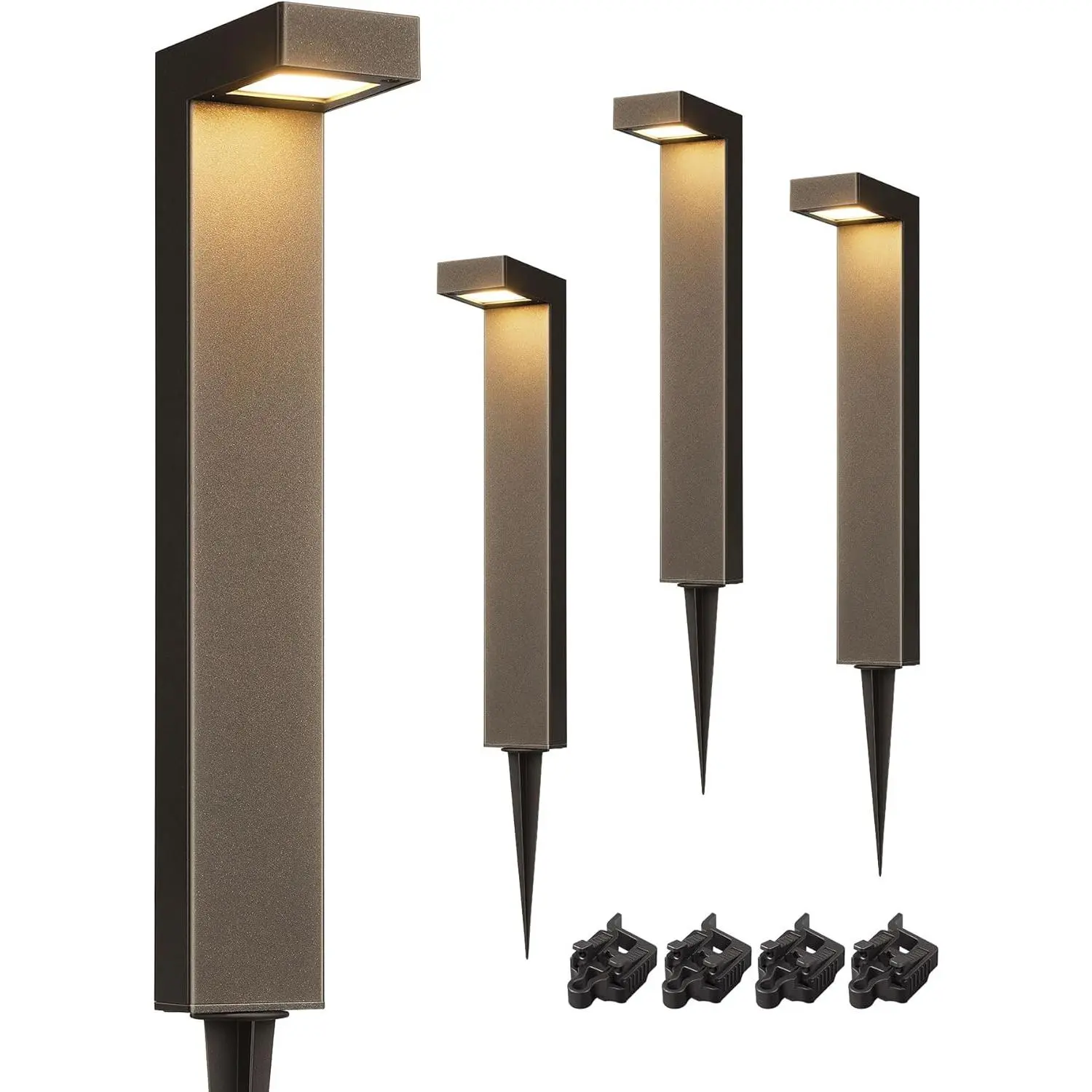 EDISHINE Low Voltage Pathway Lights Wired, 3000K 3.2W 50,000Hrs Waterproof LED Outdoor Landscape Lighting with Connectors, 12V Modern Cast-Aluminum Landscape Path Lights for Walkway Garden, 4 Pack