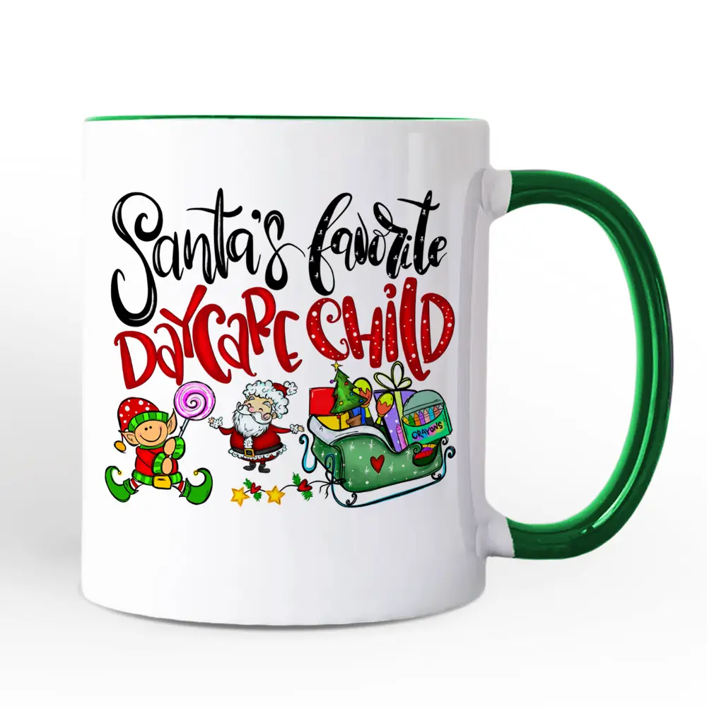 Santa's Favorite Daycare Child Personalized Mug, Christmas Holiday Gift with Custom Name