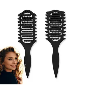 Curly Hair Wide Comb Purple Wavy Detangler Brush and Detangling Brush - Hairline Magic Brush for Easy Curl Enhancement and Dandruff Removal Black wavy thermal brush dandruff remover comb curl defining brush wavy talk brush short hair vintage  hair  brush