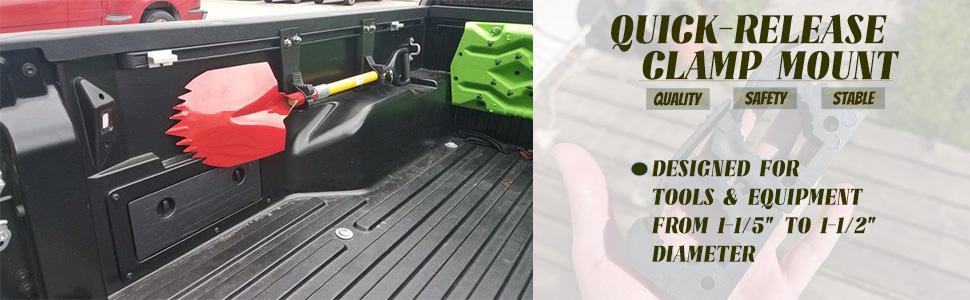 Quick Release Rubber Clamp Mount Kit 1-1/5"~1-1/2" in Diameter, RV Van Trucks UTV Car Accessories Tool Organizer Parts, 2 Pcs