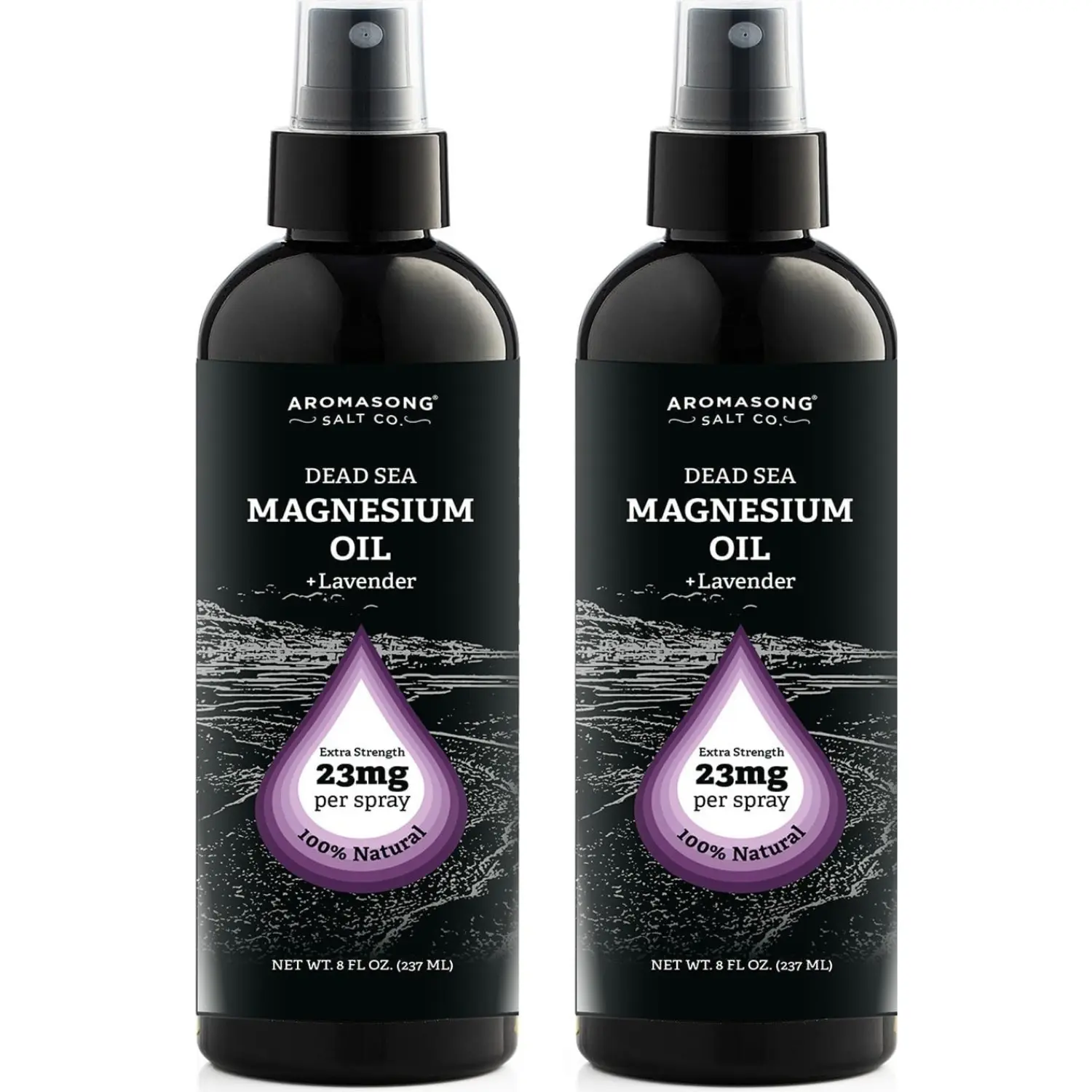AROMASONG Magnesium Body Care Spray with Lavender - Pure Magnesium for Calming Sleep & Aromatherapy, Extra Strength 2-Pack (8oz Each), Moisture, Adults, Cosmetic, Oil, Feet