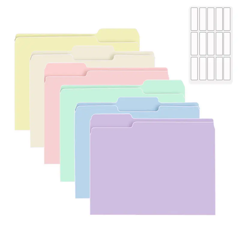 6/18 Pcs Morandi Manila Folders 8.5x11 Inch 1/3-Cut Tab Colored Plastic Cute File Folders Letter Size Aesthetic Office School Business Document Organizers