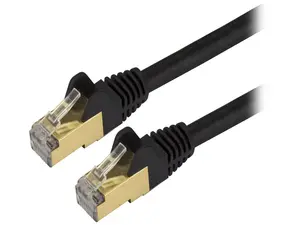 StarTech C6ASPAT12BK StarTech.com Cat6a Shielded Patch Cable - 12 ft. - Black - Snagless RJ45 Cable - Ethernet Cord - Cat 6a Cable