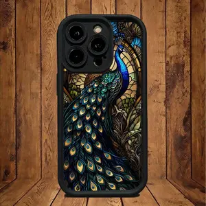 A matte phone case with a cool animated peacock pattern, suitable for iPhone 17 Air/16 Plus/15 Pro Max/14 Pro/13/12/11/XS Max/X phone case, an ideal choice for holiday gifts for family, friends, lovers, boyfriends, girlfriends TY516