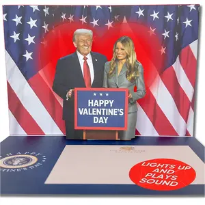 Talking Trump & Melania Pop Up Valentine's Day Card with Light & Sound - Trump Talks Musical Greeting Card, Funny Political Novelty Gift, Patriotic Collectible for Him, Perfect for Couples
