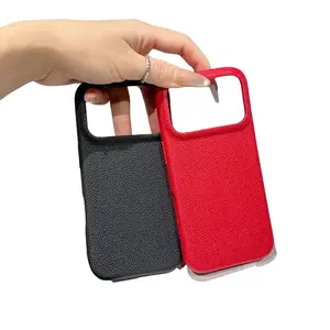 Official Lychee Leather Texture Shell For iPhone Air 17 16 15 14 13 12 11 Pro Max Plus 16E Luxury Solid Color  Case Cover clear protective tpu shockproof decorative  protector cover phone iphone17