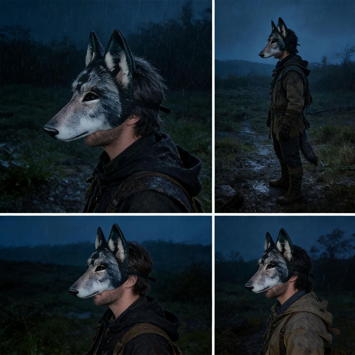 animal head mask,Realistic wolf head 3D mask with lifelike fur texture and pointed ear shape, suitable for Halloween themed party role-playing costume accessories