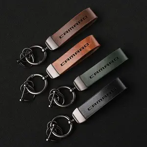 Car Leather Keychain Key Rings Custom Gift 3D imprinting with logo For Chevrolet camaro With Logo Car Key Ring