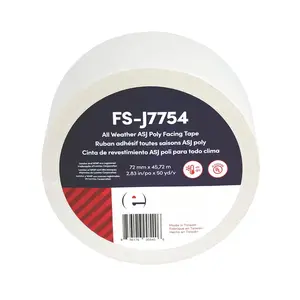 FS-J7754 |  Weather ASJ Poly Insulation Facing Tape | Insulation Seaming, Sealing, Repair Tape |  Adhesive | |White ASJ Poly Tape | Contractors Tape | 2.83 in x 50 yds