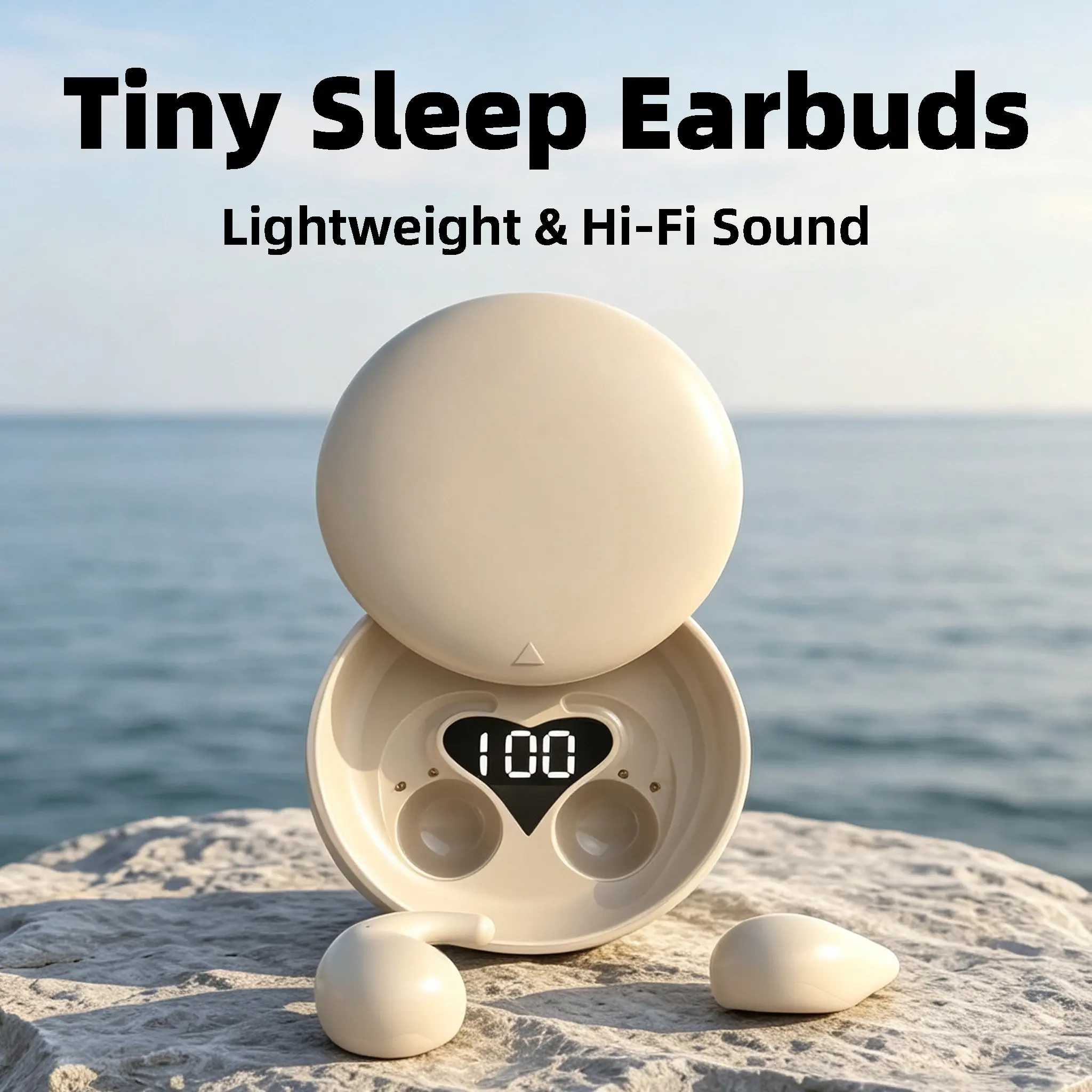 Mini Sleep Earbuds edgeless soft body, pain-free all-night wear & no ear pressure when adjusting side sleeping poses, ultra-light with no dragging feeling, long battery, noise reduction Bluetooth headphones to block voices & snoring for quiet sleep, Audio
