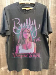 Buffy The Vampire Slayer Shirt Graphic Retro Charcoal Unisex Tshirt Reprint