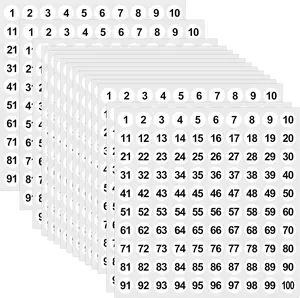 Number Stickers 50 Sheets 1 to 100 Vinyl Consecutive Small Round Labels Inventory Storage Organizing Stickers Indoor Outdoor Storage Organizing Toolbox Locker(White 0.4 Inch)