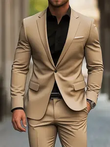 Men'S Suits 2pcs Classic Tuxedo Outfit Suit Set - Men'S Formal Wear - High-Quality, Comfortable Fit, Stylish Lapel Jacket and Pants Combo for Weddings, Parties, Formal Events, Business Meetings & Special Occasions