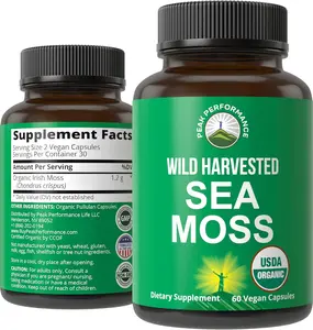 Organic Sea Moss Capsules. Wild Harvested Sea Moss Raw Organic Vegan Supplement from Red Algae Seaweed. 100% Whole Extract Raw Irish SeaMoss Superfood Pills. for Gut, Respiratory, Immune Support.