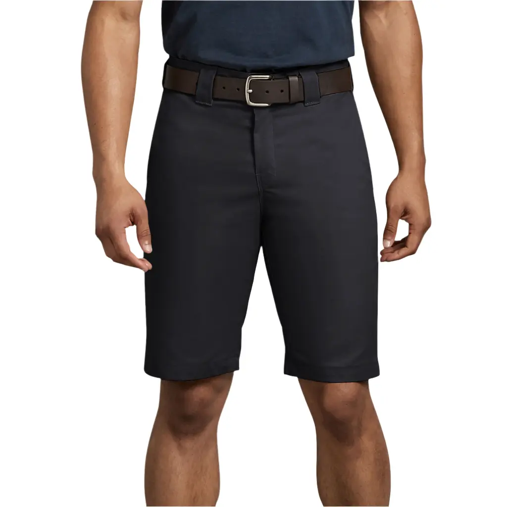 Dickies Men's 11 in Cotton Ultra-Stretch Chino Knee-Length Casual Shorts - Mechanical Moisture-Wick, Breathable, Regular Fit, Pockets, Stainproof, Washable, Menswear Bottoms, Black, Chino Men's Shorts, Knee-Length Men's Shorts