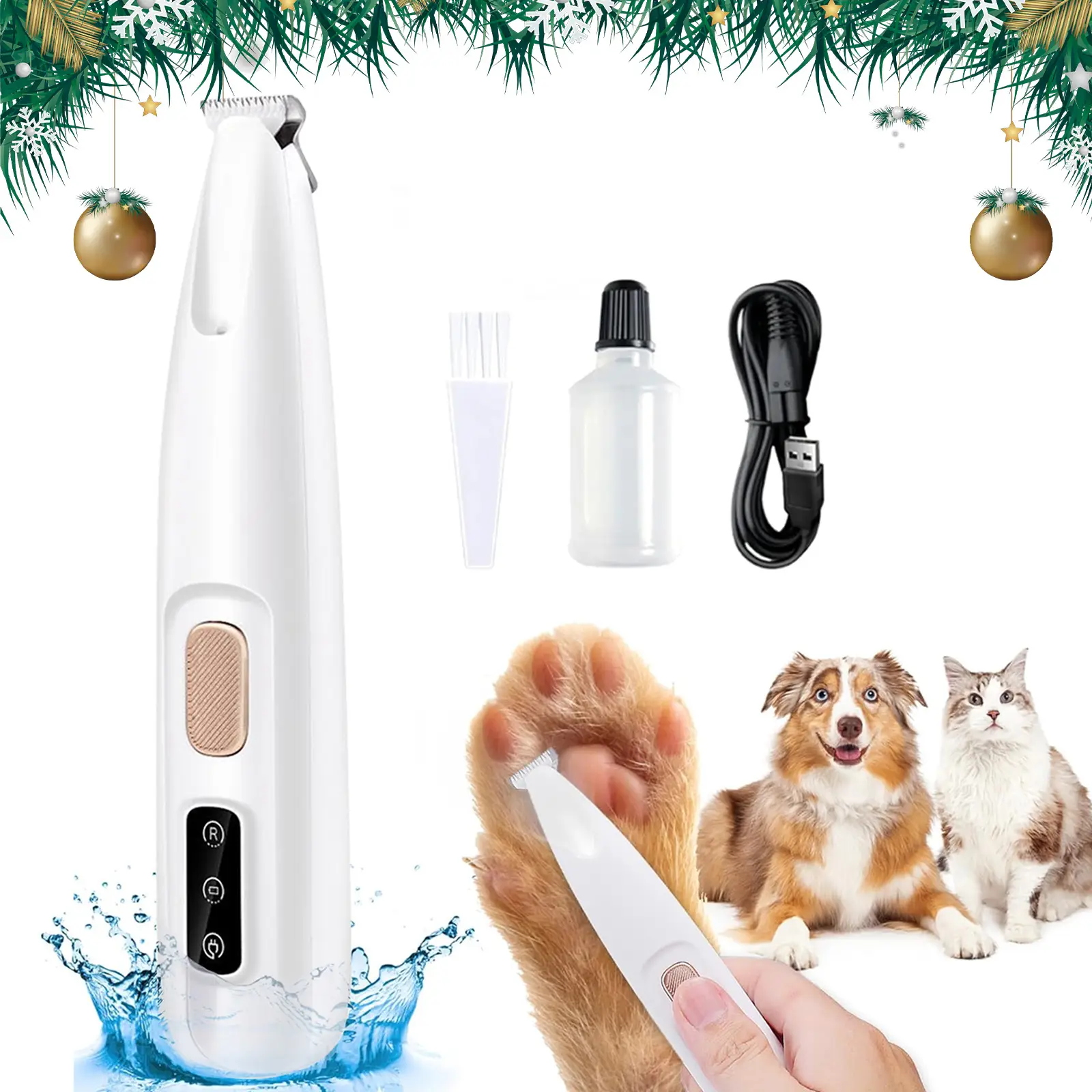 Rechargeable Pet Hair Trimmer Kit | Cordless Quiet Paw Trimmer with LED Light - Waterproof, Small Dogs & Cats! Easy Quiet Grooming for Paws & Fur! Mus