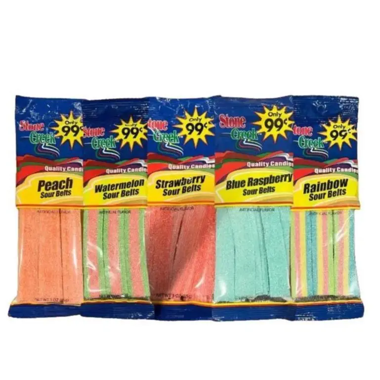 Sour Belts 6 Packs - 5 Delicious Flavors - 6x3oz Bags Total 18oz - Sweet Snack Candy - 6 Packs Of Sour Strip Belts Sour Gummy Variety Sour Gummy Worms