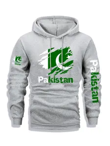 1PCS Hoodie Pakistan Multi-position Printing Men's Printed Hoodie, Autumn and Winter Casual Regular Fit Long-sleeved Hoodie, Fashionable Daily Wear Clothing, Menswear Sweatshirts