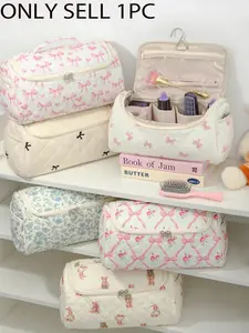 Colorful Fluffy Quilted Cosmetic Bag with Wrist Strap, Soft Fluffy Cosmetic Bag, Beautiful Soft Travel Bag for Women, Cute Zip Skin Care Brush Organizer