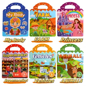 Quiet Activity Repeated Situational Cognitive Sticky Book Set, 6 Counts/set Reusable Cognitive Busy Book for Toddlers, Perfect Gift for Boys and Girls