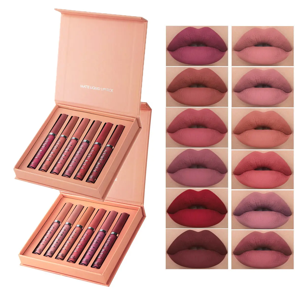 6 Pcs Matte Liquid Lipstick Set, Hydrating and Long Lasting Waterproof Nude Lip Stain, Silky Non-Stick Cosmetic for Daily Makeup, Gift for Women, Gloss, Set A, Lip Care, Stain Makeup, Lip Gloss, Assorted Lipstick Shades