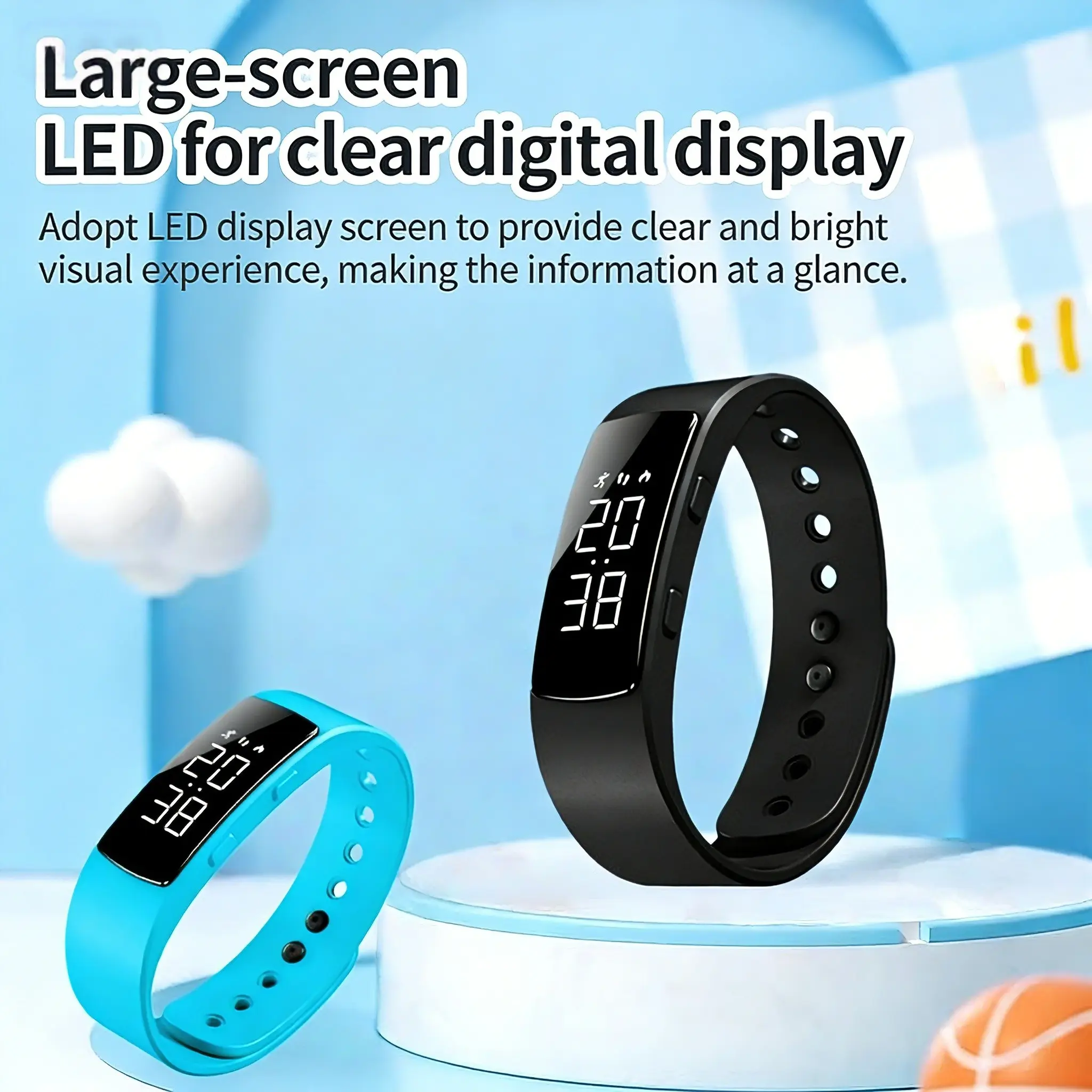 Unisex Multifunctional Digital Watch Fitness Tracker, Time Date Night Light Display, Calorie Distance Step Counter, Stopwatch Timer, Daily Wear/sport/gym/travel, Wearable Fitness Trackers