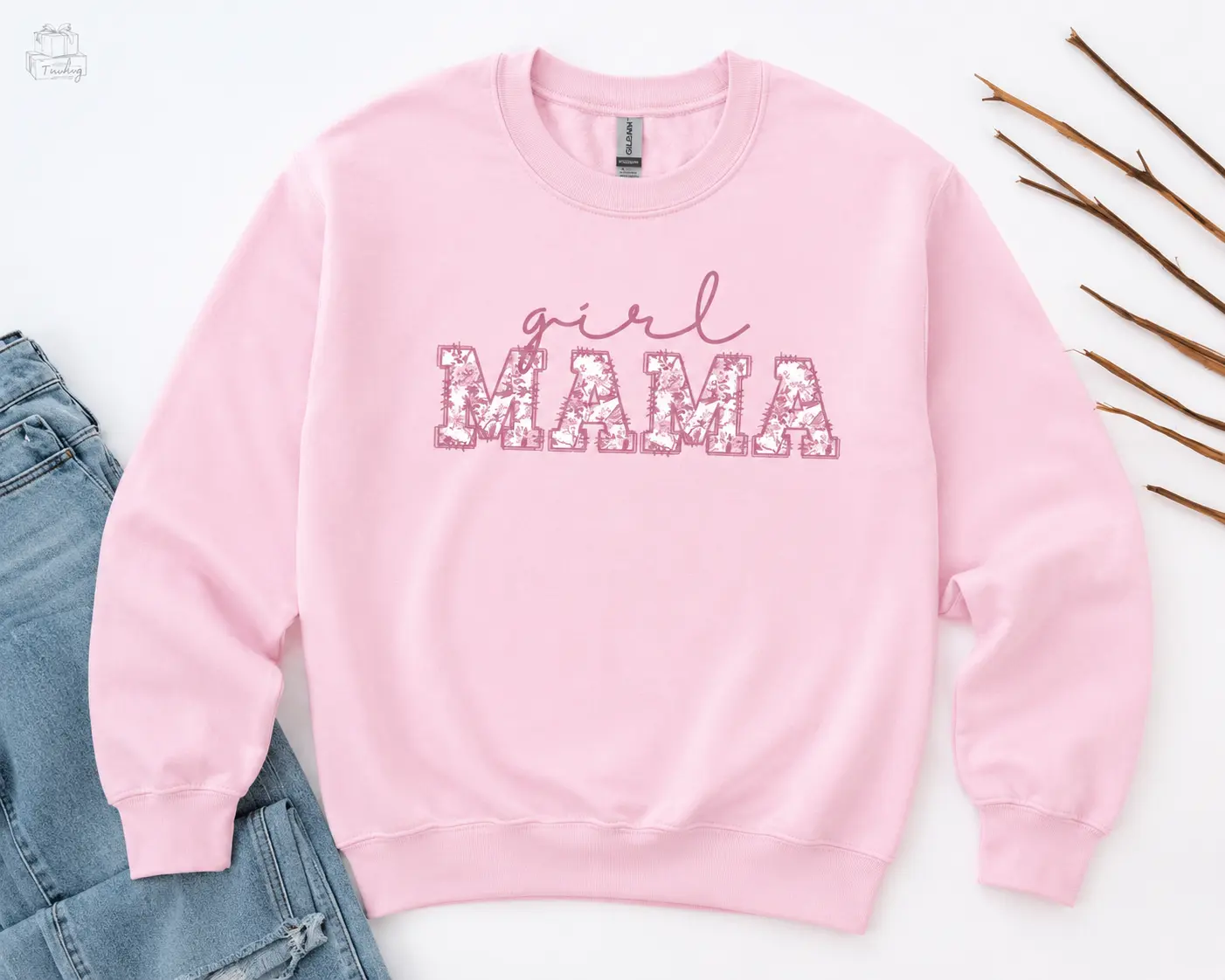 Women's Printed Cotton Casual Hoodie & T-Shirt - Floral Lady Girl Mom Toile Mama Outfit, Mother’s Day Gift, Baby Announcement Clothing by EVA RAMOS
