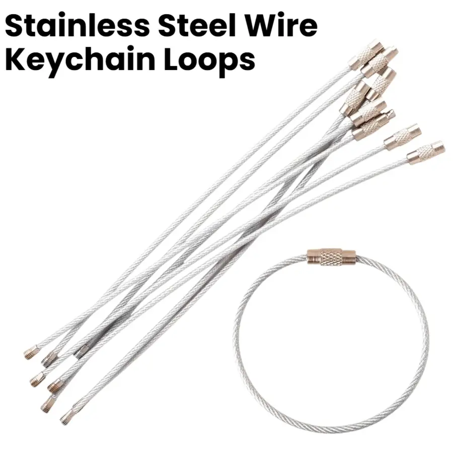 Stainless Steel Keychain Ring, Wire Keychains Cable, Large Key Ring Loop Holder, Heavy Duty Luggage Tag Keeper, Outdoor Camping Hiking Accessories, Hardware Accessories, Hardware Utility, Keychain Lanyard, Keychain Wrist Lanyard-YY0