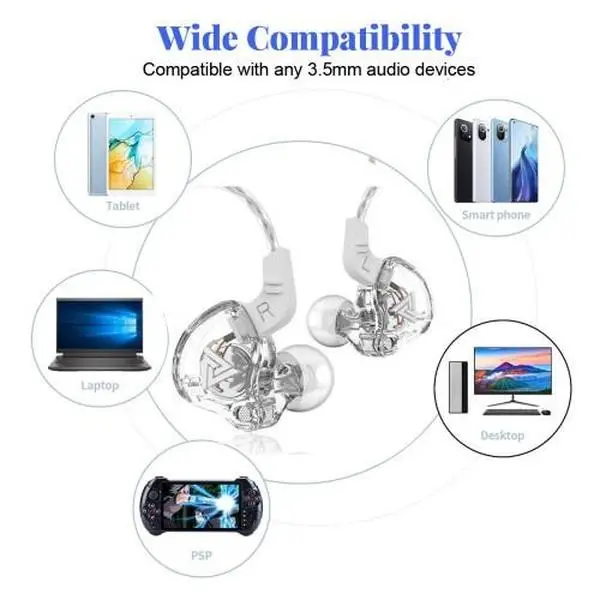 QKZ AK6 Wired Gaming In-Ear Audio Headset, 3.5mm Universal Jack Dynamic Earbuds with Built-in Mic, Wire Control, Rich Deep Bass, HiFi Stereo, Noise Cancellation for Gaming, Sports, Consoles (PS4, PS5, Xbox)