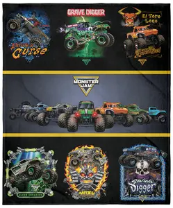 Monster Jam Grave Digger And Company Monster Truck Silk Touch Soft Fleece Plush Throw Blanket Alien Invasion El Toro Loco