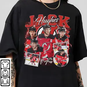 Jack Hughes Graphic Tee New Jersey Hockey Fan Sports Merch Shirt