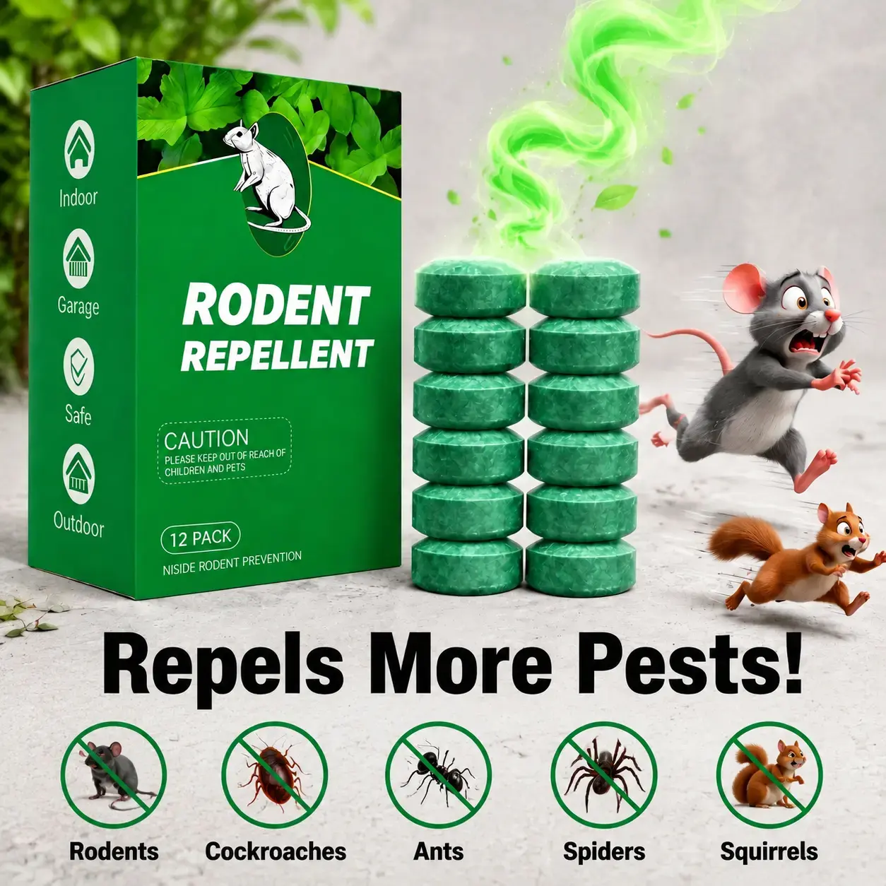 Eco-Friendly Pesticide-Free Peppermint Oil Rodent Repellent Balls 12-Pack, Multifunctional Natural Mouse Rat & Indoor Insect  Deterrent   Control, Pet-Friendly Strong-Scent  for Home, Garage (Indoor/Outdoor Use for Worms) Pest