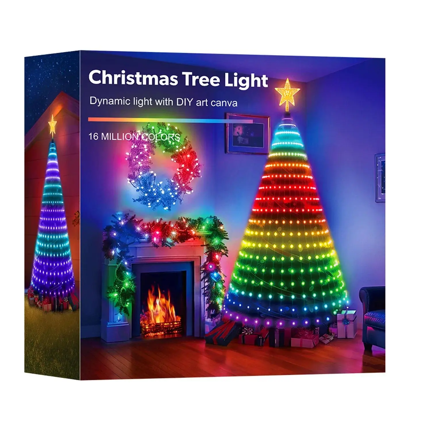 Smart RGB LED Fairy Star String Lights Set - High-Quality PVC Wires, Bluetooth Functionality, APP DIY Control, Waterproof, Graffiti-Customizable Addressable RGB Christmas Tree Star Lights for Home, Outdoor Holiday Use