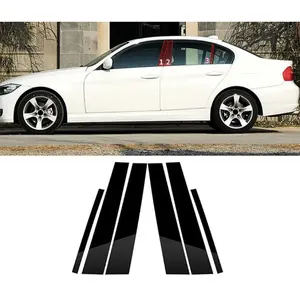 For BMW 3 Series E90 2005-2012, 6Pcs Car Pillar Posts Door Window Panel Covers Decorative Trim Gloss Black Decal