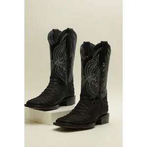 LA HERRADURA MENS DANIEL PITON JUMBO NOBUCK NEGRO BARZA SQUARE TOE BOOT