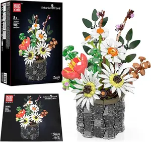 Mould King 24107 Technik Flower Building Blocks Bouquet Model 1157 Pieces Realistic Daisy Flowers & Leaves Building Kit for Kids & Collectors