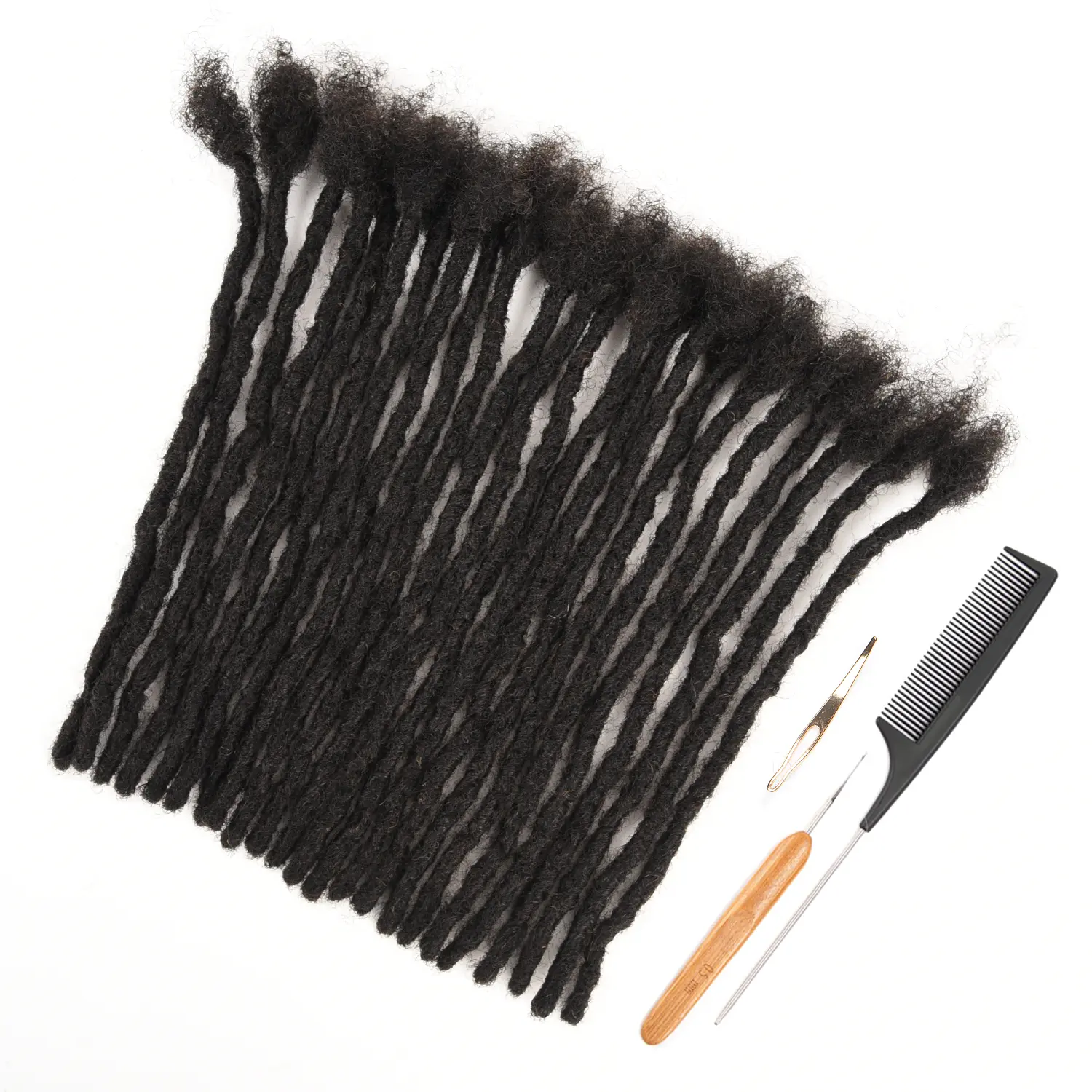 DAIXI  Air Fusion Soft Locs 0.6cm 100% Human Hair Loc Extensions Lighter & Softer Natural Black with Combs and Tools for Easy Application