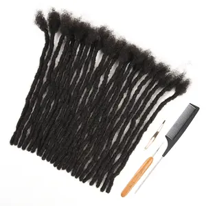 DAIXI  Air Fusion Locs 0.6cm 100% Human Hair Loc Extensions Lighter & Softer Natural Black with Combs and Tools for Easy Application
