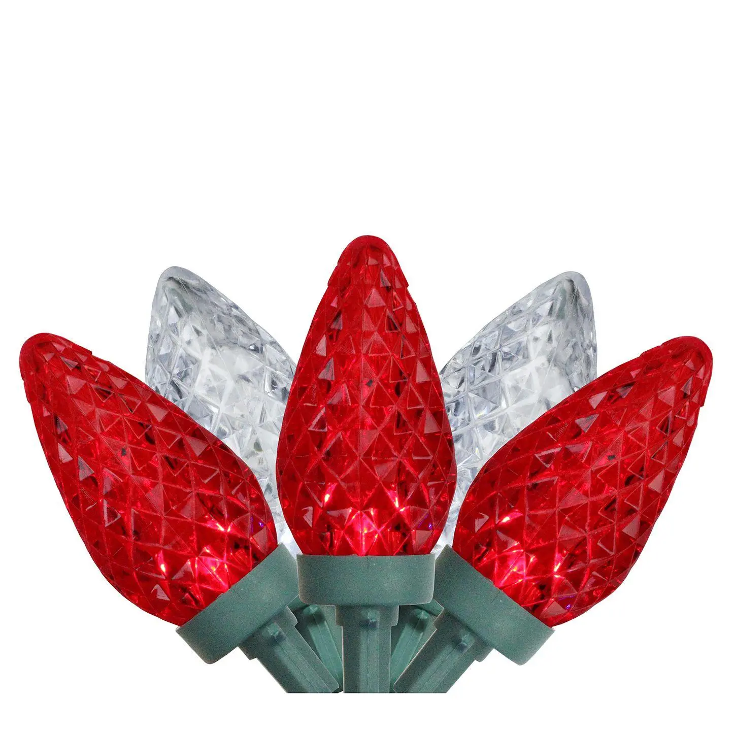 Northlight 100ct Faceted LED Christmas Lights 6 6' Green Wire