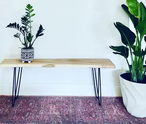 Live Edge Entryway Console Table Bench, Mid Century Modern Table Bench, Mudroom Live Edge Bench